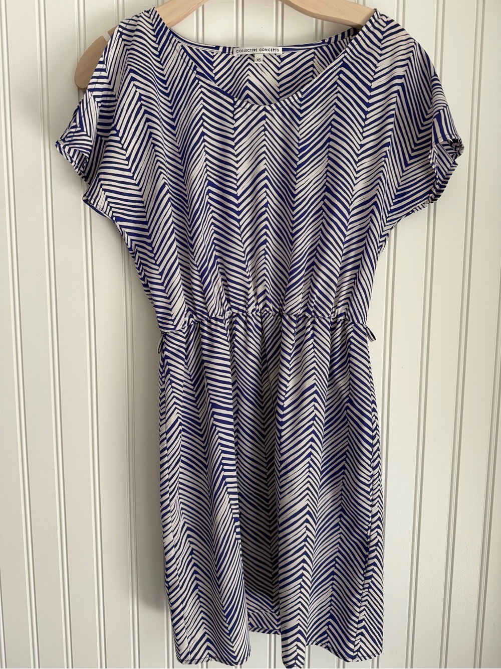 Collective Concepts Purple and White Chevron Dress